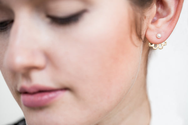 Peekaboo Gold studs with freshwater pearls